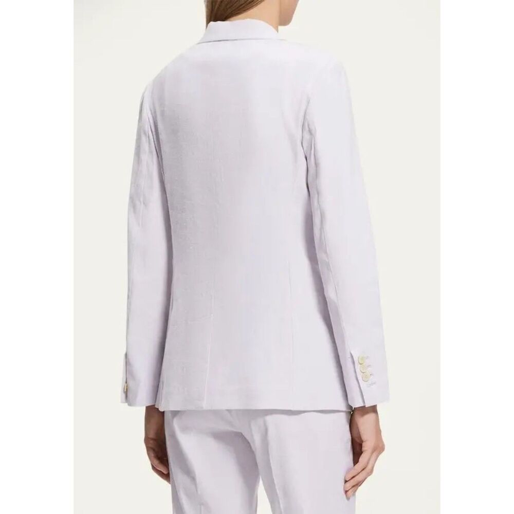 NWT Theory Women's Fitted Sharkskin Crunch Double-Breasted Jacket in Pearl Sz 0 - Picture 5 of 16